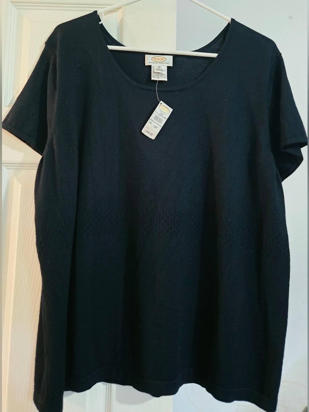 Talbots Black Short Sleeve Knit Scoop Neck Top